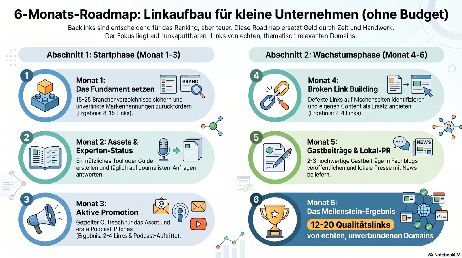 6-Monats-Roadmap für Linkaufbau im Alleingang