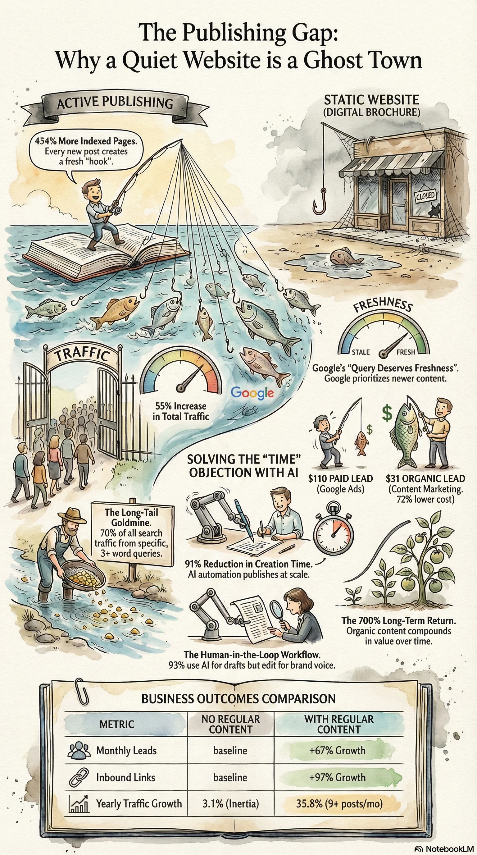 Infographic: Case studies and ROI data for news content publishing on small business websites