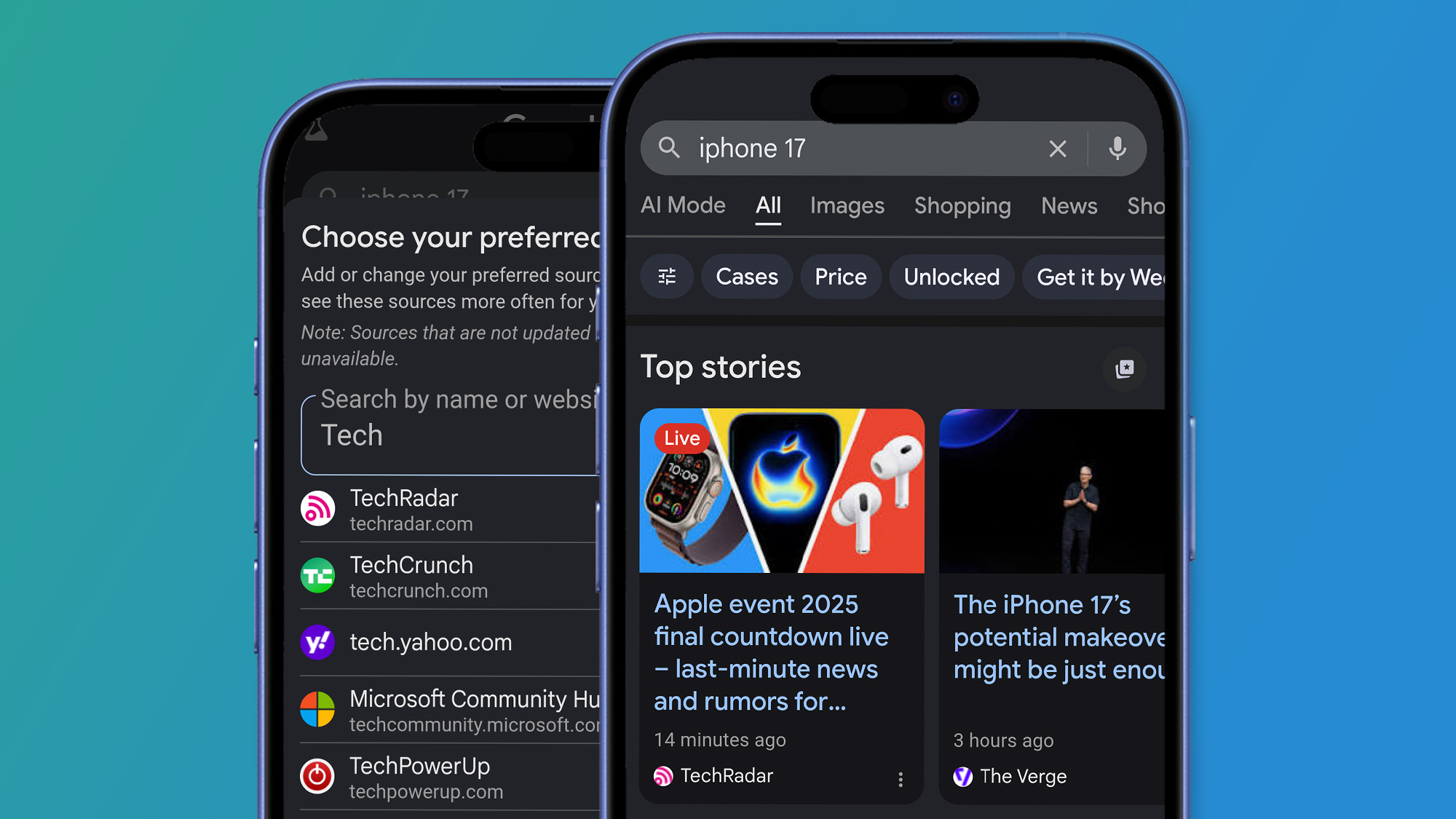 Want to upgrade your tech news? Here's how to set up Google's handy new Preferred Sources feature
