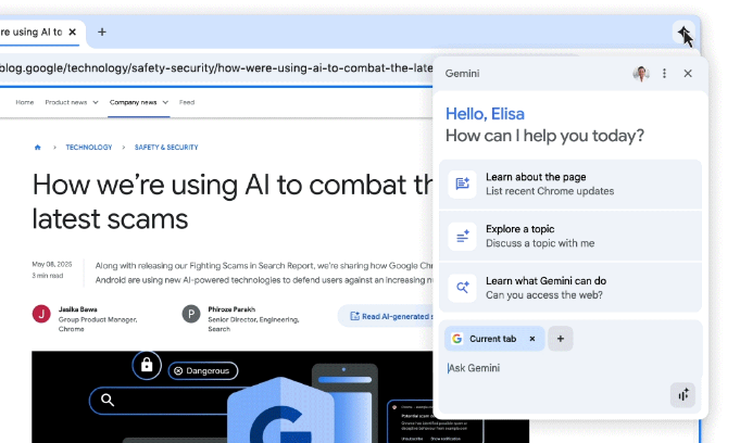 Gemini in Chrome no longer requires a subscription