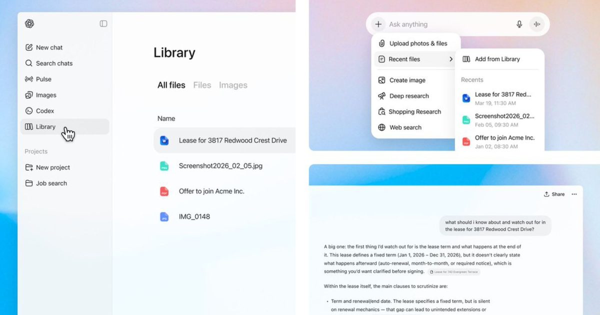 OpenAI Adds Recent Files Menu and Library Tab to Streamline ChatGPT File Management