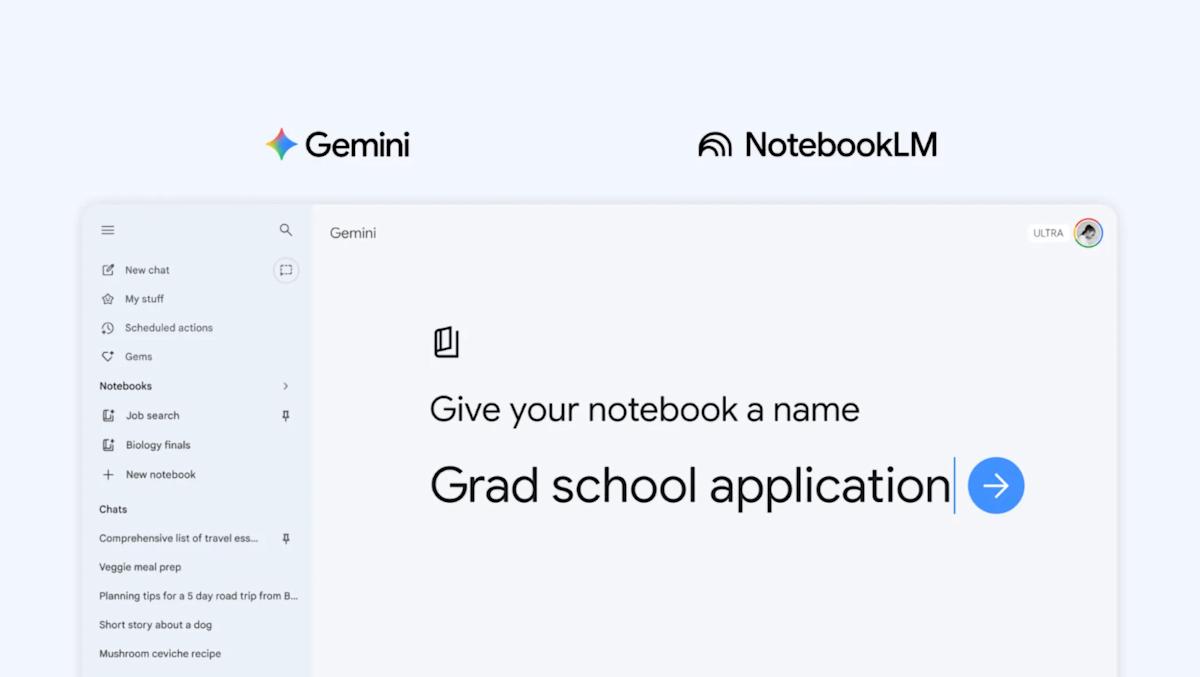 Google folds NotebookLM directly into Gemini AI chat app