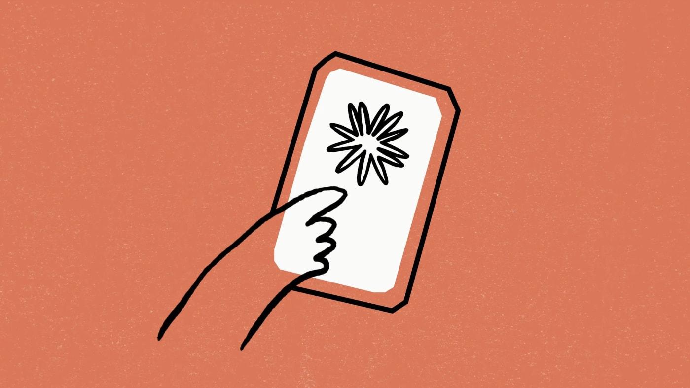 Hand with Star Card - Minimalist Illustration