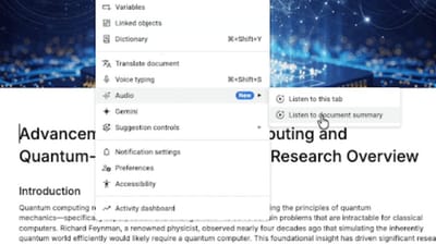 Google Docs Gains Gemini-Powered Audio Summaries