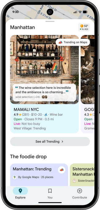 Content image from Google Maps adds Gemini-powered tips section, EV charger availability predictions, and more
