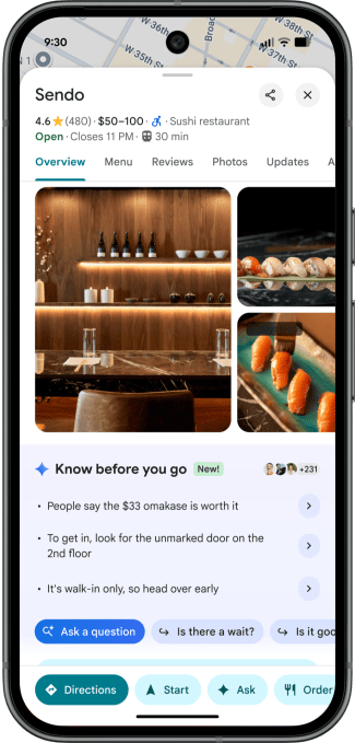 Content image from Google Maps adds Gemini-powered tips section, EV charger availability predictions, and more
