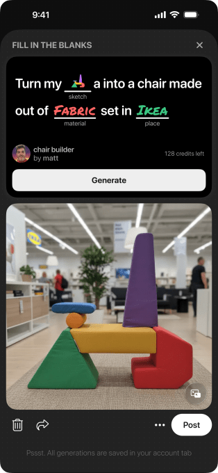Content image from Mixup is a new, Mad Libs-style app for creating AI images from photos, text, and doodles