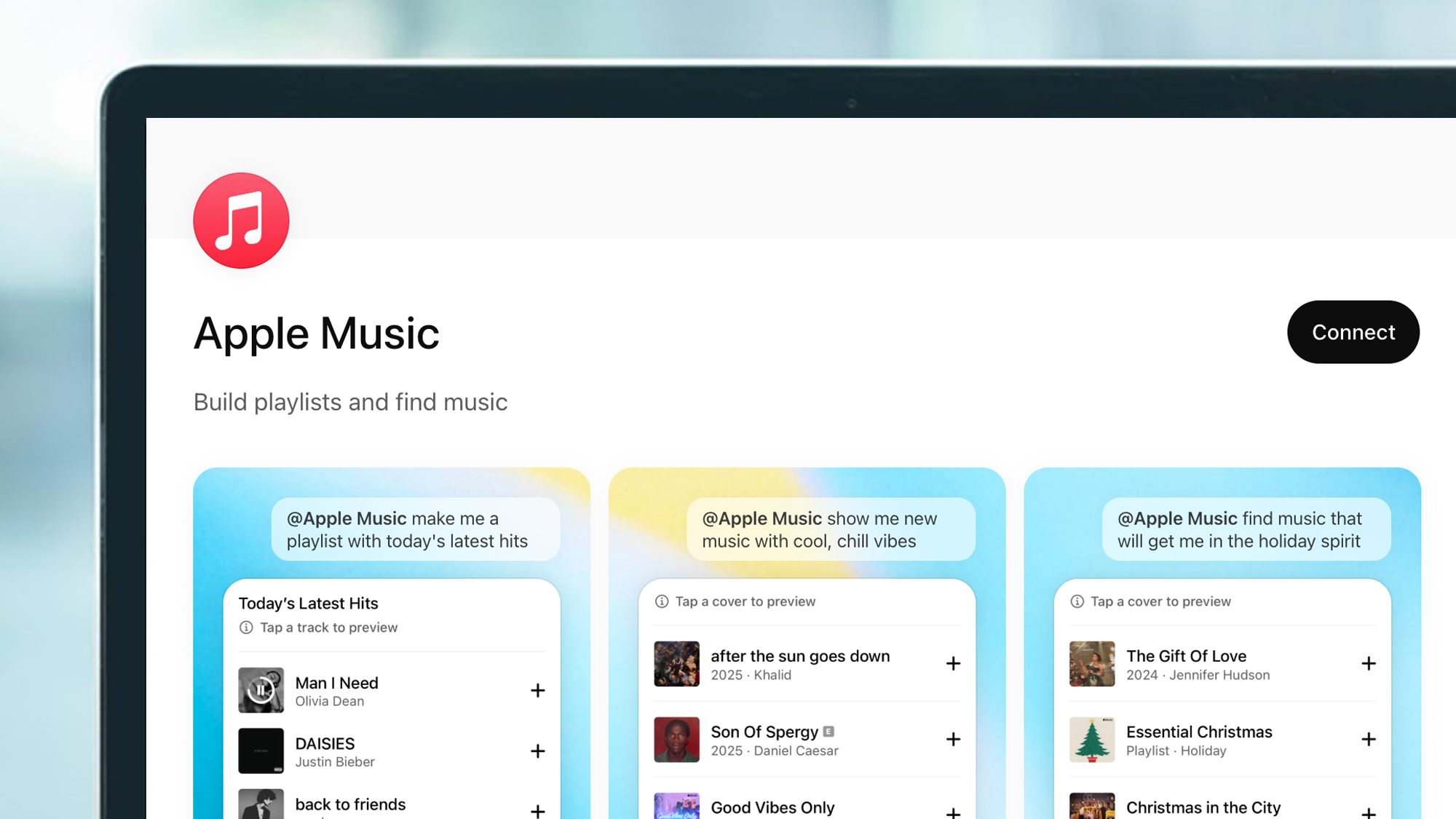 A laptop screen showing the ChatGPT app directory